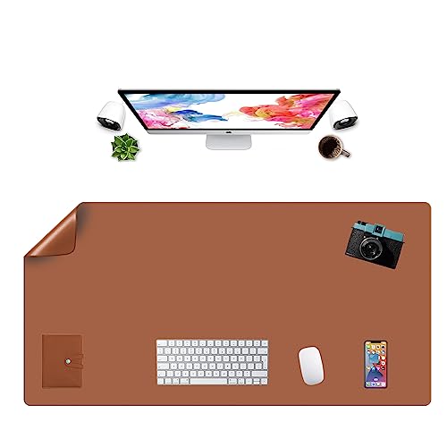 Tapis de souris bureau LL-COEUR anti-rayures grand tapis cuir marron imperméable