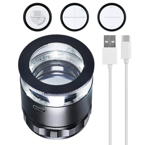 Lente d’ingrandimento per Gioiellieri 10x, Lente Portatile con 6 Luci LED e Scala in Vetro a 3 Misure, Lente Ricaricabile con Campo Visivo di 25 mm, per Gioielli, Gemme, Monete, Strumento per hobby
