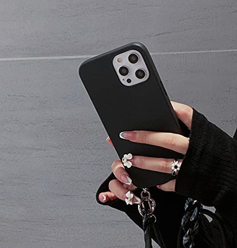 Coque iPhone 14 Pro Max anti-perte silicone noir cordon amovible