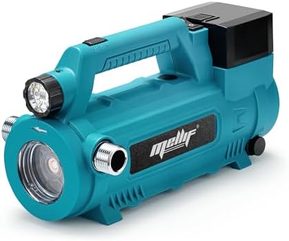 Close-up view of the pump's front, showing the battery compartment and connection ports.