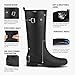 HISEA Black Rain Boots Women Slim Calf PVC Rubber Boot Tall Fashion Rainboots Waterproof Seamless Matte Surface Women's Rain Footwear Ladies Outdoor Shoes for Garden Work Walking