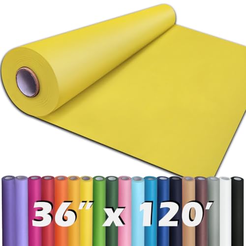 PerkHomy 36" x 1,440" (120') Lemon Yellow Kraft Paper Roll for Craft Bulletin Board Paper Art Table Covering Crafting Gift Wrapping Bouquet Packing Parcel 80GSM 55LB (Lemon Yellow, 36" x 120')