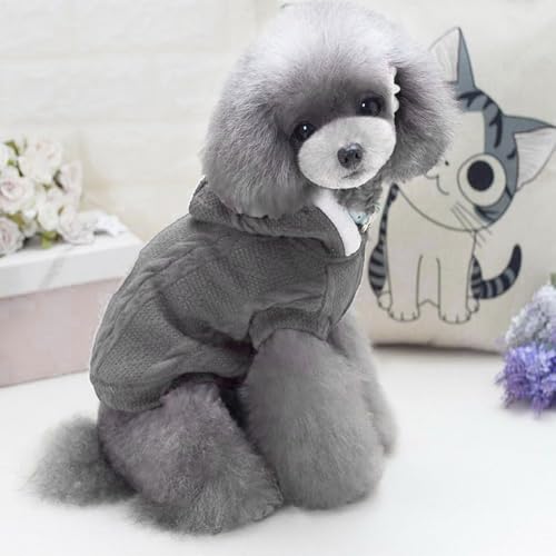 Image of Lulala Dog Hoodie Sweater Coat only for Small Dog & Cat Fleece Lined Winter Jacket Hoodie Cardigan Warm Puppy Clothes (Grey-8 Inch)