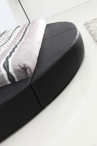 Matisse Round Bed Oslo With Headboard Lights Black (King) #TOP4