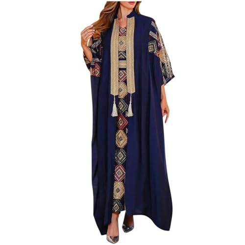 Embroidered Muslim 2 Piece Set for Women Abaya Kaftan Modern