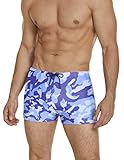 COOFANDY Men's Swimwear Swimsuits Basic Long Swim Sport Trunks Board Shorts with Pockets,Blue Camouflage