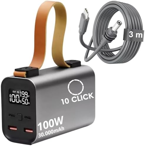 Power Bank 100W 30000mAh + Cabo USB-C/DC 3m Para Starlink Mini An...