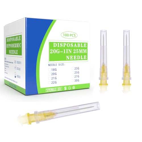100 Pack 20Ga 25mm 1IN Disposable for Scientific and Industrial Dispensing Individually Wrapped