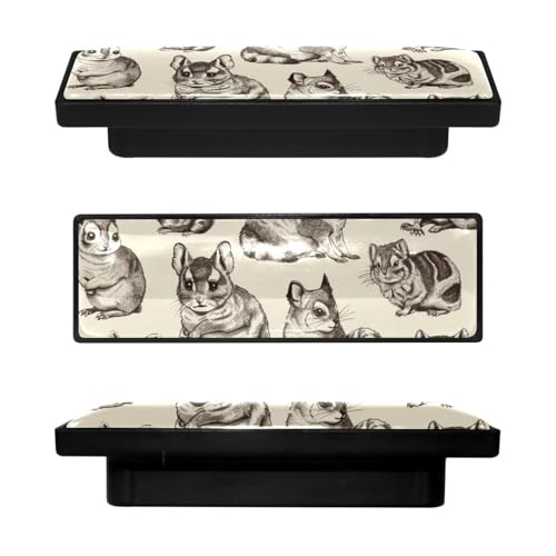 Generic 4 Pack 3.6inch Length Black Kitchen Cabinet Knobs Stainless Steel Drawer Knobs Bedroom Dresser Knobs for Men Women Girls, Nursery Knobs, Art Hand-painted Animals, cfxls-001-2