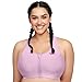 Glamorise Full Figure Plus Size Zip Up Front-Closure Sports Bra Wirefree #9266 Lavender