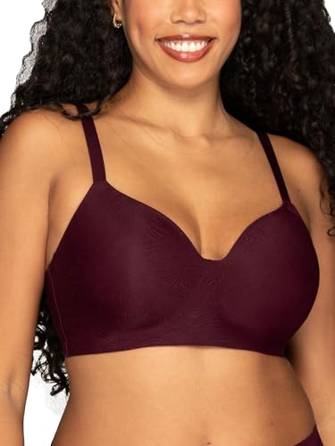 Vanity Fair Women's No Underwire Effortless Bra, Soft Wireless Support and Memory Foam Cups, S-3XL, Plus Size, Plum All Over Lace, Medium - image 1
