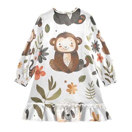 Bolaz Nightgowns Sleepwear Lightweight Nightdress Soft Pajamas Dress Panda Monkey for 3-10 Years2