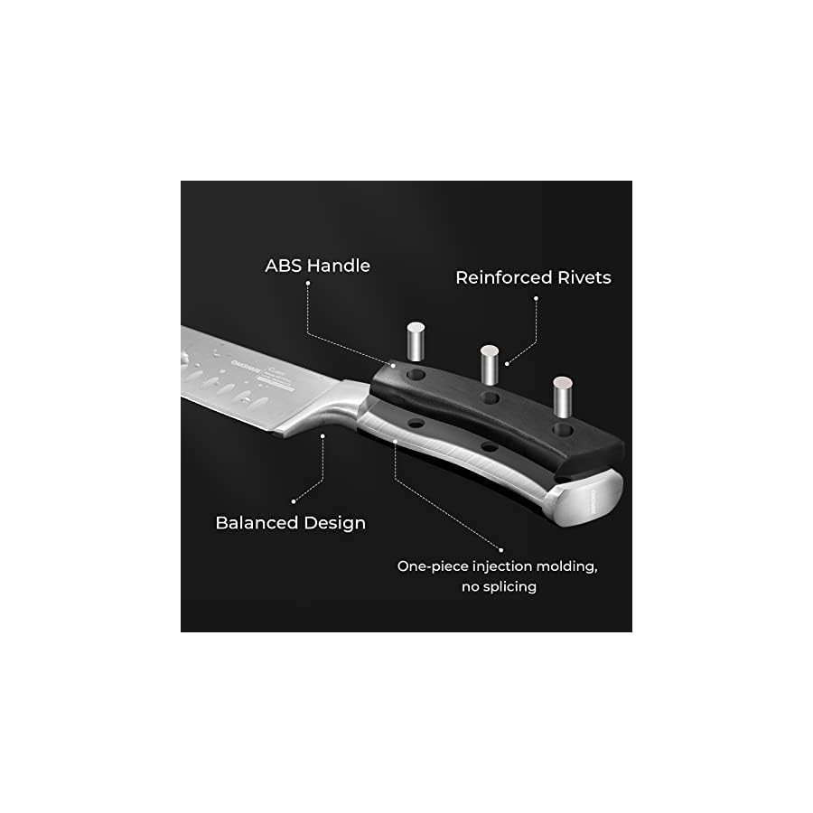 OAKSWARE Knife Sets, 8 Piece Knife Set for Kitchen with Block, German Stainless Steel Chef Knives Set with Ergonomic Handle