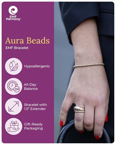 EMF Harmony Aura Beads Bracelet – Adjustable 4mm Stainless Steel Bead Bracelet, Wellness-Inspired Jewelry for Mindful Living, 6.5"–8" with Extender2