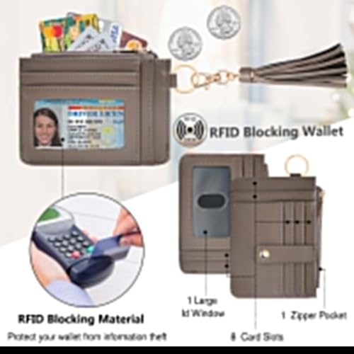 Image of KNGITRYI Small Wristlet Wallets for Women RFID Credit Card Holder Wallet Keychain Wristlet Wallet Credit Card Wallets for Women (Cement grey)