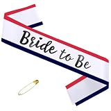 Bride to Be Sash, bride ribbon Girls Hen Night Out Bridal Shower Wedding Bachelorette Party Accessories, USA Flag colors, Bride To Be gold letters; Fun Party Favors, Bridal Shower & Wedding USA COLORS, black letters (USA COLORS BLACK)