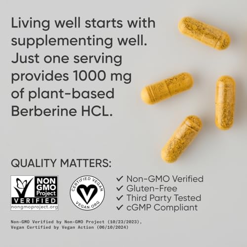 Image of Sports Research Berberine - Herbal Ayurvedic Metabolic Health Support - 1000mg - 120 Capsules - Vegan Certified, Gluten-Free, Non-GMO