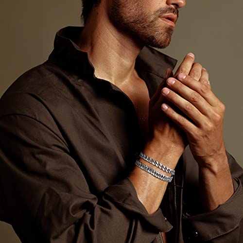 VNOX 2 Pcs Chain Bracelet for Men Women - Sturdy Stainless Steel Curb Width Cuban Link Chain Bracelet Set for Men Women,6.5/7/7.4/8.2/9 Inches2