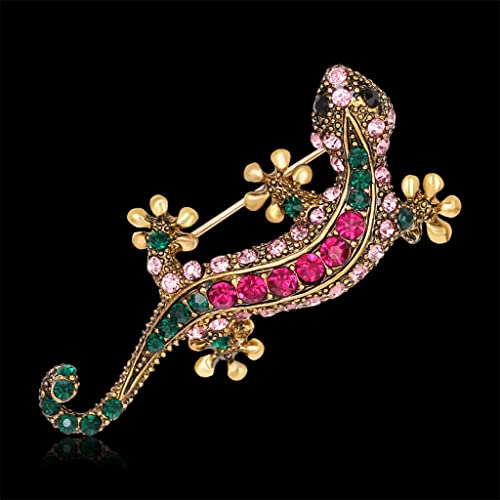 AMLESO Broche de animal camaleão de strass joia moderna