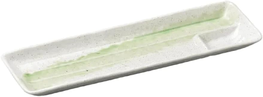 Oribe Style Long Plate with Partition | Elongated Plate (Large) 13.2 x 4.3 x 1.0 inches (33.5 x 11 x 2.5 cm)