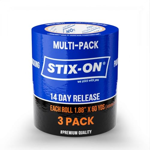 Painter’s Tape –2in/ 1.88-inch x 60 yds Masking Tape Rolls – Paint Tape for Wall, Trim, Glass, Metal – Fine Line Tape for Precise Lines, Edges – Residue- Free Blue Painters Tape – 3 Rolls Pack