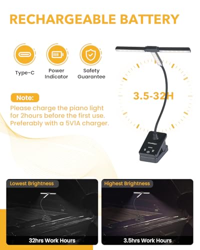 image for UrsaMajor 51 LED Music Stand Light, Folding Rechargeable Clip on Light