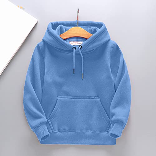 Kids Hooded Pullover Shirt Boys Girls Solid Long Sleeve Thickened Sweatshirt Warm Loose Sweaters with (A, 3-4 Years)2