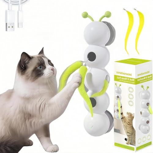 Interactive Cat Feather Toy, Automatic Fluffy Cat Teaser, Whack-a-Mole Cat