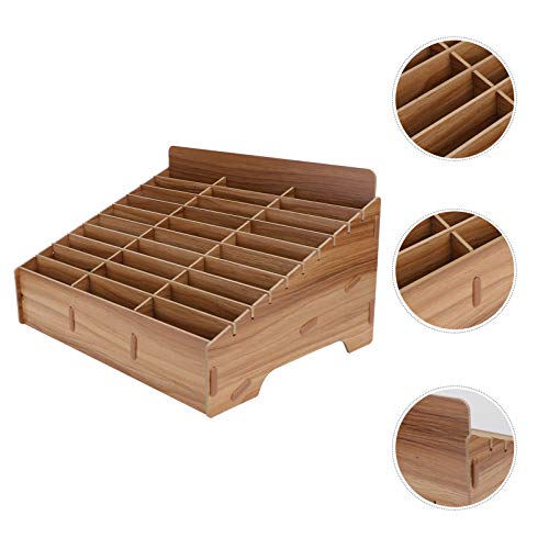 AOKWAWALIY Boîte De Rangement En Bois Pour Téléphone Portable À 30 Grilles Organisateur De Bureau Caddie Et Organisateur De D'encre Pour Fournitures De Bureau En Classe – vue 4