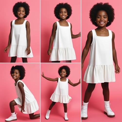 JISISANG Girls Sleeveless Strap Dress Lightweight and Breathable Casual Minidress 2-144