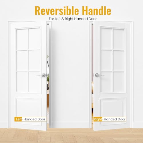HOSOM Satin Nickel Entry Door Lever, Interior Exterior Door Handle, Wave Style Lever Door Handles with Lock and Key, Keyed Doors Lock Knob, 1 Pack - Thumbnail 3