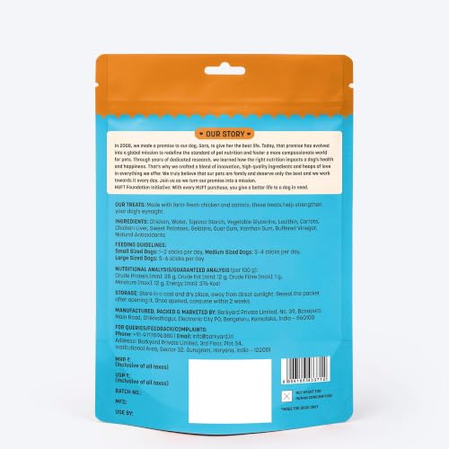 Image of Yum Nums by HUFT Soft & Chewy Sticks - 200 gm | Carrot with Chicken | Dog & Puppy Treats | Training Treats for Small & Adult Dogs | High-Protein, Soft & Tasty Snacks