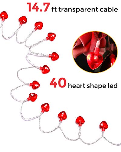 14.5Ft 40Led Valentines Day Decorations String Lights, Heart Shape Hanging Garland Valentines Day Decor For Indoor Outdoor Home Room Party Wedding #TOP3