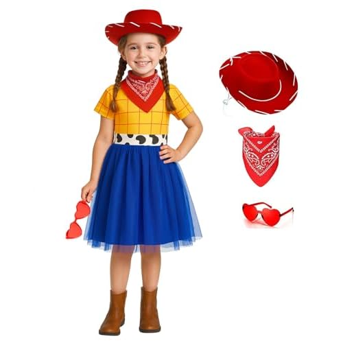 Cowgirl Outfits for Girls Western kids Cowgirl Cowboy Costume with Hat and Bandanna Halloween Party Cosplay Dress Up Cowgirl 1 6 years