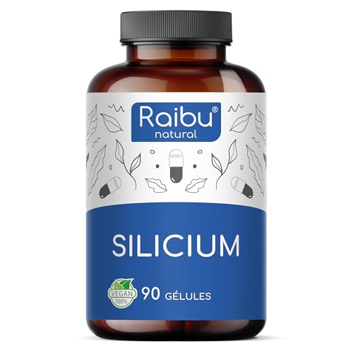 Silicium Organique Raibu - 667mg - 90 gélules pour 3 mois - 100% naturel, extrait de bambou - Sans additifs, testé en laboratoire, vegan - Raibu