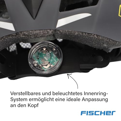 Foto von Fischer Erwachsene Fahrradhelm, Radhelm, Cityhelm Urban Levin, L/XL, 58-61cm, grau, mit beleuchtetem Innenring-System
