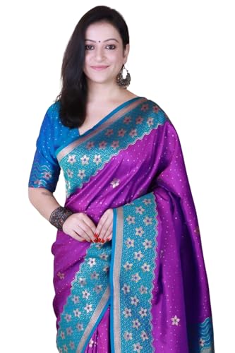 Image of SGF11 Women's Kanjivaram Pure Handloom Soft Silk Saree With Blouse Piece