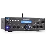 Pyle Wireless Bluetooth Power Amplifier System- 200W Peak Power Dual Channel Sound Audio Stereo Receiver w/USB,SD,AUX,MIC in w/Echo Effect for Karaoke,Radio,LCD Display,RCA input, Studio Use- PDA6BU