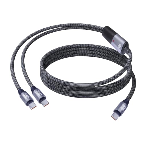 Image of MX 2-in-1 USB C to USB C Cable 140W Fast Charge, Dual Charging Cable, 1.2M Braided Type-C to Type-C Splitter Cable with Smart Power Sharing for MacBook, iPhone, iPad, Samsung