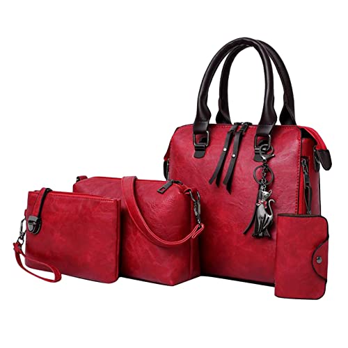 Tachiuwa 4 Peças Femininas Grandes Bolsas de Couro PU Alças Superiores Femininas Bolsa Mensageiro, V