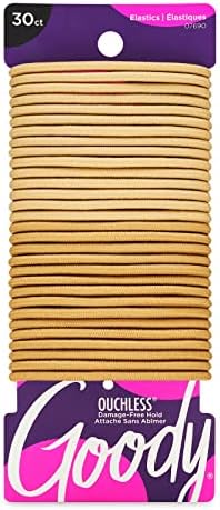Goody Ouchless Elastic Hair Ties, 30 Ct, Blone, 4MM Rubber Bands, Pain-Free