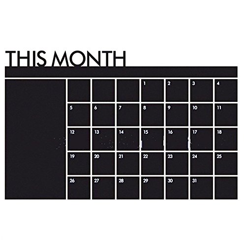 Monatlich Planer - Kalender Sticker Tafel - Monat Kalender Tafel - Tafel Aufkleber Wandkalender - Memo Tafel Tafel - für Heim Büro Verwendung oder Dekor - Schwarz, free size Cover