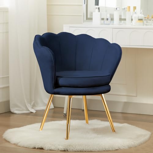Czlolo Velvet Vanity Chair with Back, Mid-Century Modern Small Accent