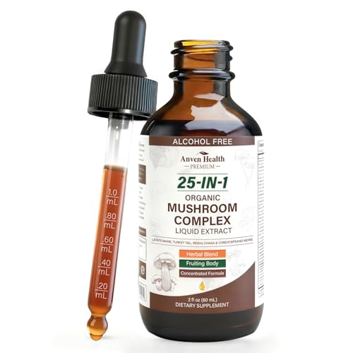 Anven Health 25-in-1 Mushroom Complex Liquid Drops Immunity Cognition 2oz