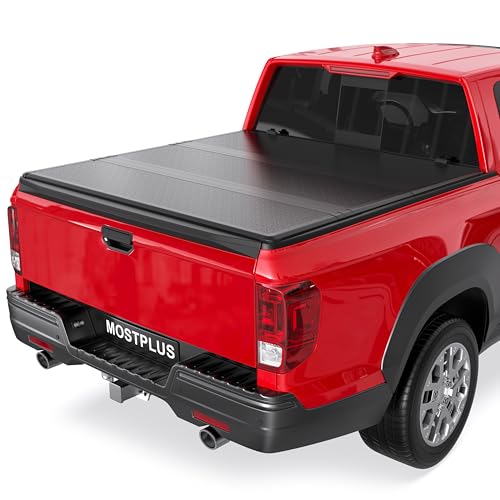 MOSTPLUS Fiberglass Tri Fold Hard Truck Bed Tonneau Cover Compatible for 2017-2025 Honda Ridgeline 3 Folding 5FT