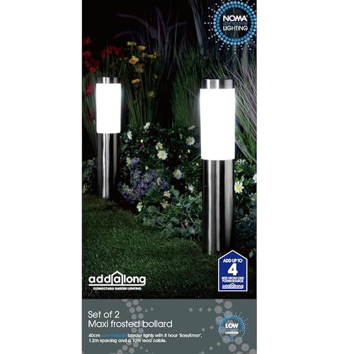 Noma Connectable Maxi Frosted Stainless Steel Bollard (Set of 2)
