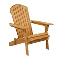 VINGLI Folding Adirondack Chairs Wood Lawn Chair Wooden Lounger 350 LBs Support Fire Pit Seating Natural Finished Weather Resistant Indoor Outdoor Furniture