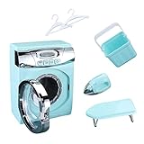 NKTOIEYS Kids Washer and Dryer Playset, Toy Washing Machine,Play Washer and Dryer for Kids,Pretend Play Laundry Set for Dollhouse Age 3+(Blue)