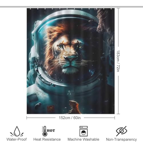 Rideau de douche lion en tissu polyester imperméable lavable 152x183cm - 4
