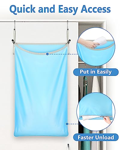 2 Pack Hanging Laundry Hamper With Door Hooks, Extra Large Hanging Laundry Bag With Adjustable Handles, Laundry Hamper Bag For Saving Space, Over The Door Laundry Hamper For Bathroom, Bedroom, Closet #TOP3